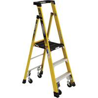 Heavy-Duty Rolling Podium Ladder, 3 Steps, 26-2/5" Step Width, 36" Platform Height, Fibreglass VD475 | Fastek