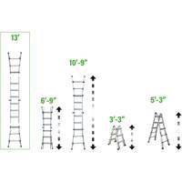 Telescoping Multi-Position Ladder, 2.916' - 9.75', Aluminum, 300 lbs., CSA Grade 1A VD689 | Fastek