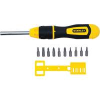 Multi-Bit Ratchet Screwdriver with 10 Bits, Cushion Grip Handle Fastek