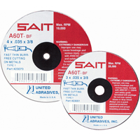 Meule &agrave; tronçonner, 4" x 0,045", Arbre de 5/8", Type 27, Oxyde d'aluminium, 13500 Tr/min Fastek