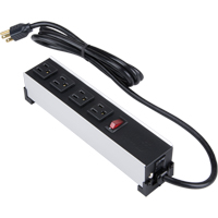 Indoor Brushed Aluminum Power Bar, 4 Outlet(s), 6' Fastek