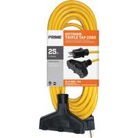 Vinyl Extension Cord, Outdoor, SJTW, 12/3 AWG, 15 A, 3 Outlet(s), 25' Fastek