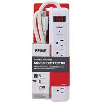Surge Protector, 6 Outlets, 750 J, 1875, 3' Cord Fastek