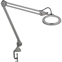 Lampe grossissante, Dioptrie 5, Ampoule DEL, Bras de 45", Pinces serre-joints, Gris Fastek