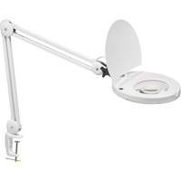 Adjustable Magnifier Lamp, 5 Diopter, LED Light, 47" Arm, C-Clamp, White Fastek