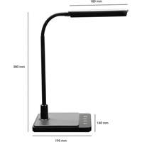 Lampe de bureau à col de cygne avec chargeur USB, 8 W, DEL, Col 15", Noir XI752 | Fastek