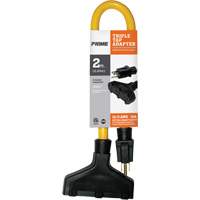Triple Tap Adapter, Outdoor, STW, 12/3 AWG, 15 A, 3 Outlet(s), 2' Fastek